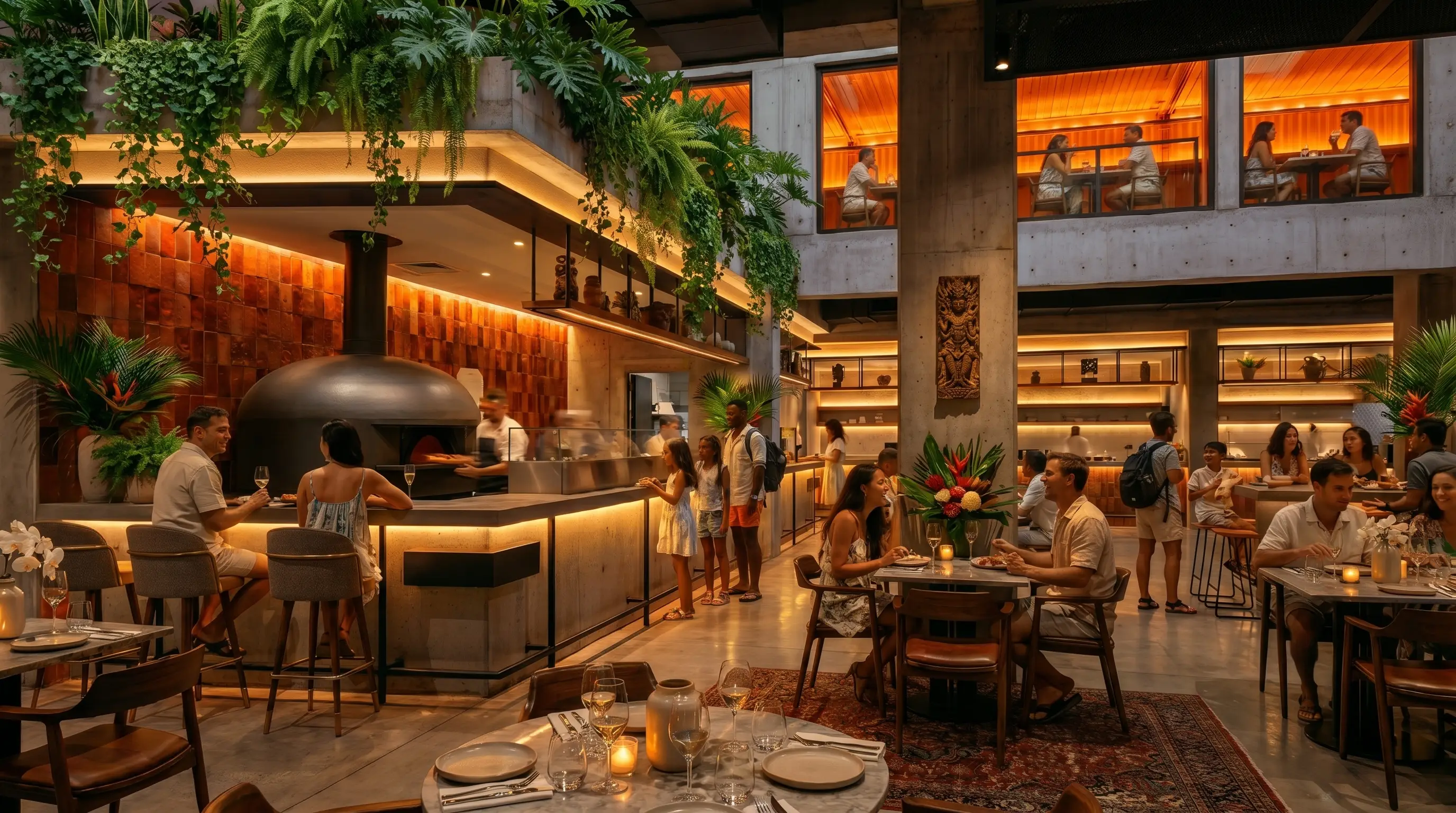 KORA Food Hall — tropical dining interior